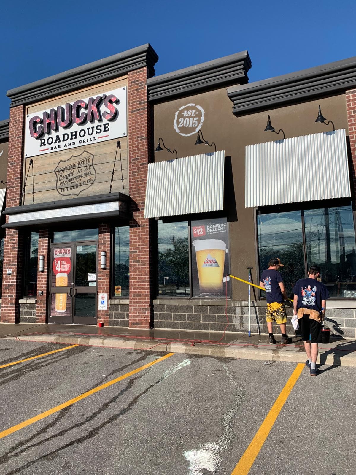 Windows before cleaning — Chuck's Roadhouse Barrie